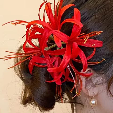 Women Accessories Photos - กิ๊บติดผมบรรยากาศริมทะเลลายดอกไม้สุดน่ารัก - กิ๊บติดผมทรงลิลลี่แบบปากเป็ด อุปกรณ์เสริมผมสำหรับถ่ายรูปสำหรับผู้หญิง