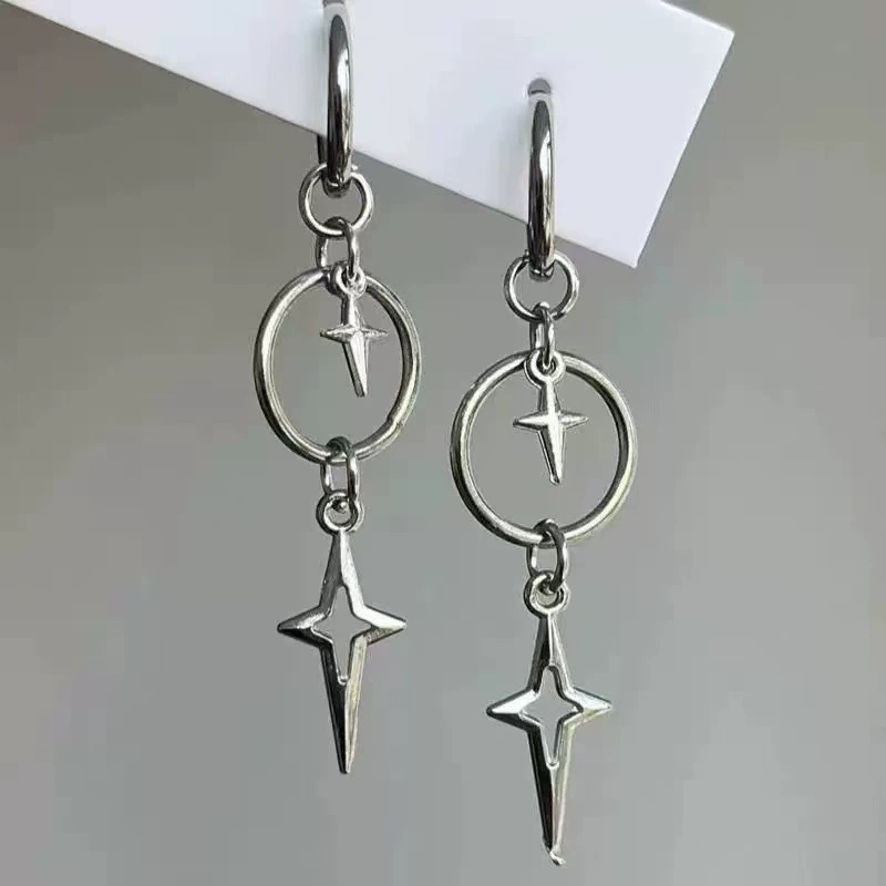 Women'S Emo Accessories - ต่างหูจี้รูปดาวกางเขนสไตล์พังก์ส่วนบุคคล สำหรับผู้ชายและผู้หญิง แฟชั่น Y2K เทรนด์ร็อค กรันจ์