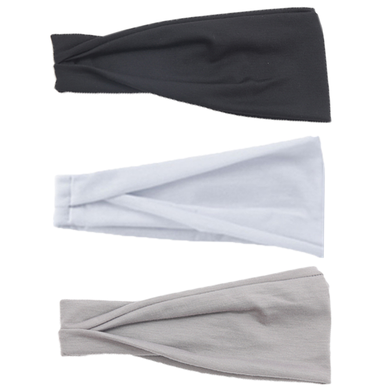Women'S Running Accessories - แฟชั่นกีฬาHeadbandsสําหรับหญิงสาวElastic Hairbandsวิ่งออกกําลังกายโยคะขี่จักรยานอุปกรณ์เสริมผมสีดําสีขาวสีเทา 3 ชิ้น