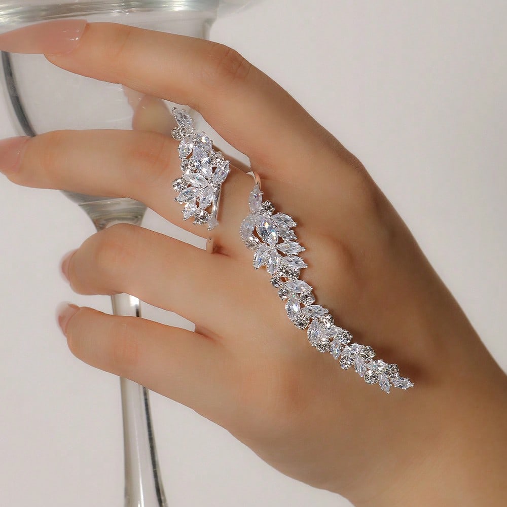 Women'S Accessories Gift Ideas - 1 ชิ้น/แหวนประดับเพชรสำหรับผู้หญิง, เครื่องประดับอันหรูหรา, ดีไซน์ระยิบระยับสำหรับผู้หญิง, ไอเดียของขวัญที่สมบูรณ์แบบ, แฟชั่นที่มีสไตล์