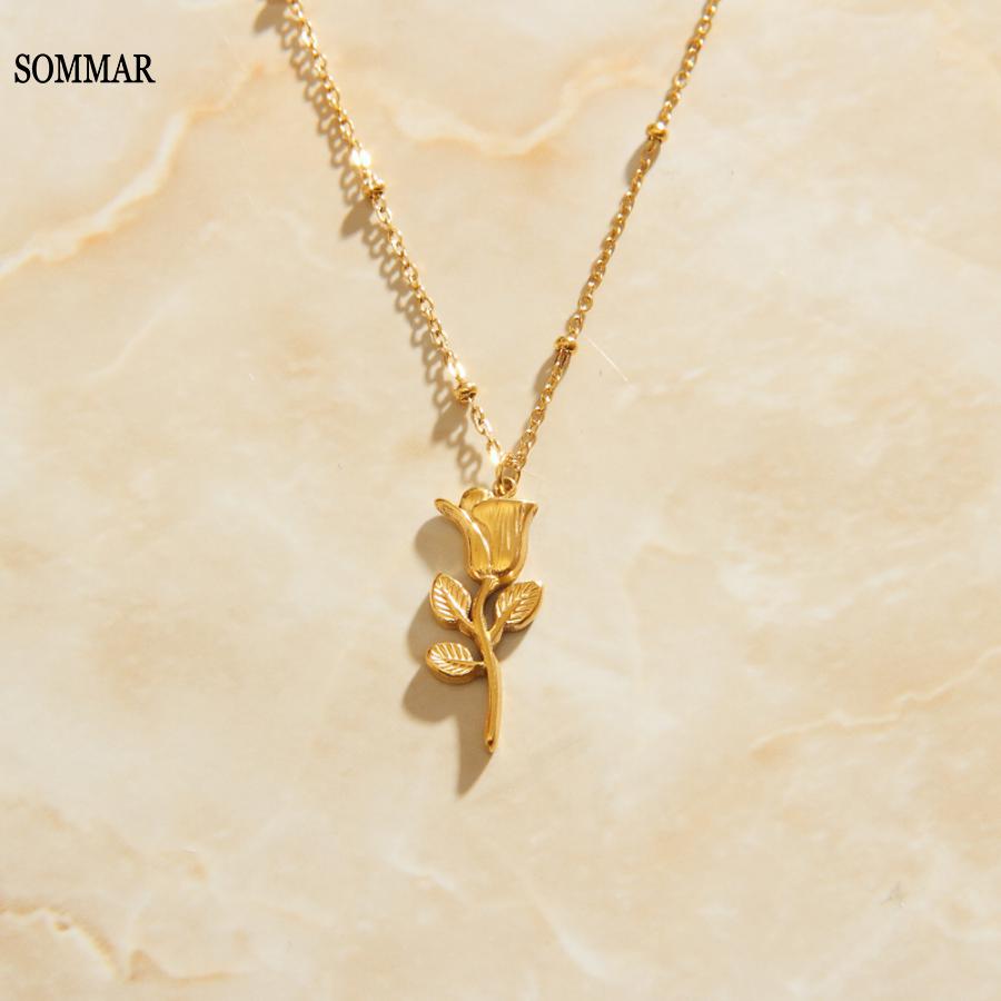 Women'S Accessories Online India - SOMMAR อินเดียช้อปปิ้งออนไลน์ Gold Plated Lady สร้อยคอและจี้