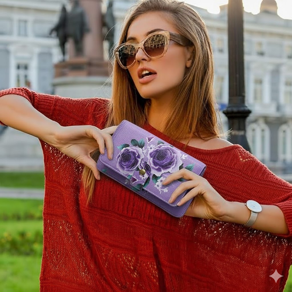 Women'S Accessories Wallet - กระเป๋าสตางค์หนัง PU ลายดอกไม้สุดหรูสำหรับผู้หญิง - กระเป๋าถือแบบมีซิป แฟชั่น