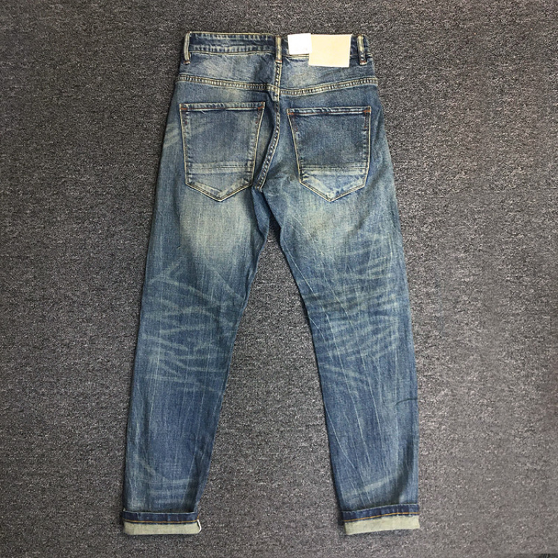 Levis Jeans 501 - Celana JEANS DENIM ยืดไมโคร13ออนซ์สำหรับผู้ชายกางเกงผ้าฝ้ายฟอกสีรุ่น Kamaji วินเทจกางเกงขาทรงกระบอกทรงสลิมฟิตลำลอง