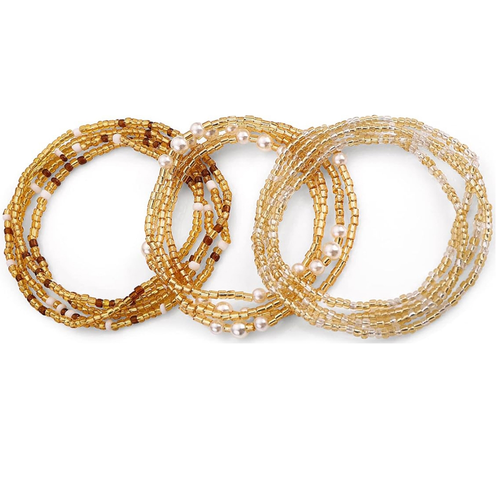 Women'S African Accessories - ลูกปัดคาดเอวสำหรับผู้หญิง ลูกปัดคาดหน้าท้อง สายยางยืด ชุดโซ่คาดเอวสไตล์แอฟริกันสำหรับผู้หญิง เครื่องประดับร่างกาย ชุดบิกินี่