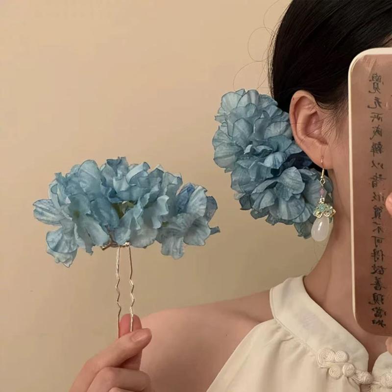 Women Accessories Photos - กิ๊บติดผมรูปดอกไม้สีม่วงเหลืองสไตล์พาสเทล 1 ชิ้น สำหรับผู้หญิงและเด็กผู้หญิง ทำจากผ้า ตกแต่งด้วยดอกไม้