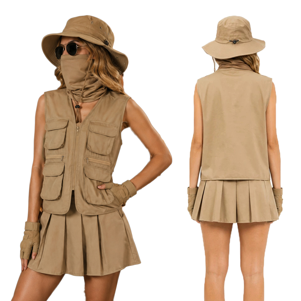 Women'S Clothing And Accessories - นักสำรวจกลางแจ้งเสื้อผ้าอุปกรณ์เสริมหมวกเดินป่าตกปลาผจญภัยเครื่องแต่งกายคอสเพลย์ฮาโลวีนชุดเครื่องแต่งกายหญิงผู้ใหญ่ชุด