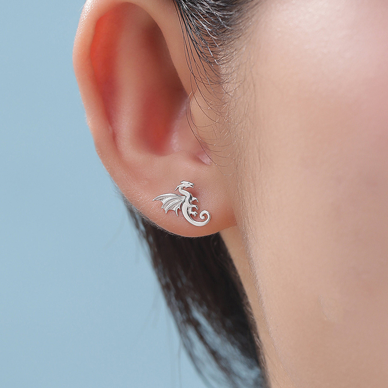 Women'S Accessories Gift Ideas - ต่างหูเงินรูปมังกรน้อยน่ารัก ดีไซน์เฉพาะสำหรับผู้หญิง ต่างหูแบบเกลียว ตกแต่งงานปาร์ตี้ ไอเดียของขวัญสุดเก๋