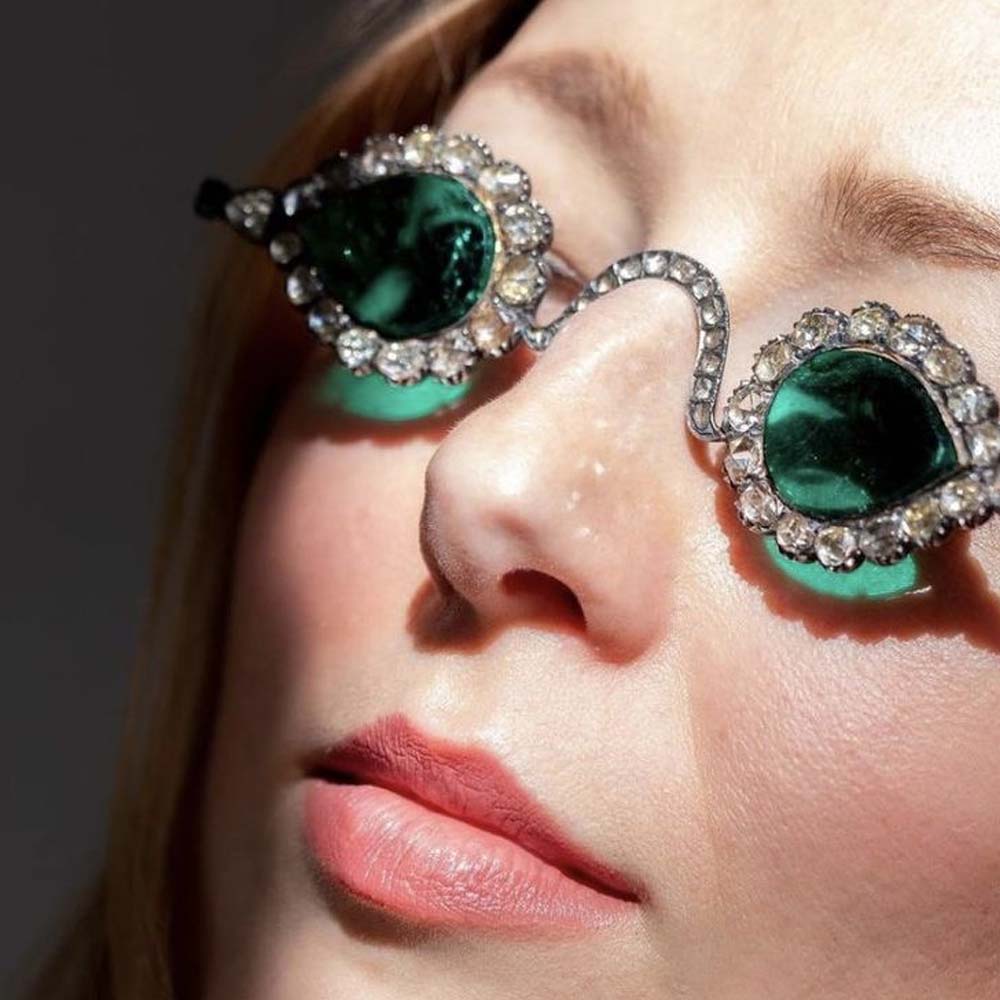 Women Accessories Photos - Stonefans กรอบแว่นตากันแดดทรงหยดน้ำสีเขียวสำหรับผู้หญิง2024ผมแฟชั่น INS งานแต่งงานของขวัญแต่งงานพลอยเทียม
