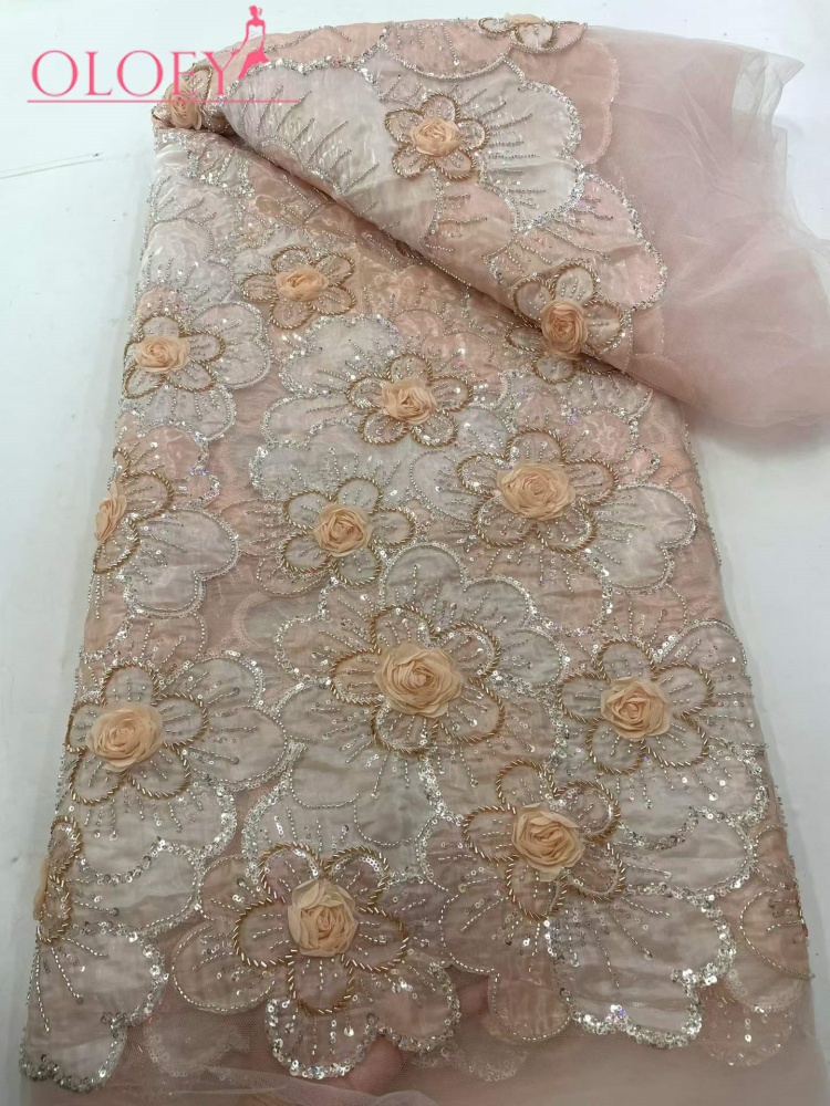 Women'S African Accessories - OLOEY ผ้าลูกไม้ปักลูกปัดสไตล์แอฟริกันแบบใหม่ ผ้าลูกไม้ตาข่ายทูลล์ปักเลื่อมหรูหราสไตล์ไนจีเรียสำหรับตัดเย็บชุดแต่งงานผู้หญิง