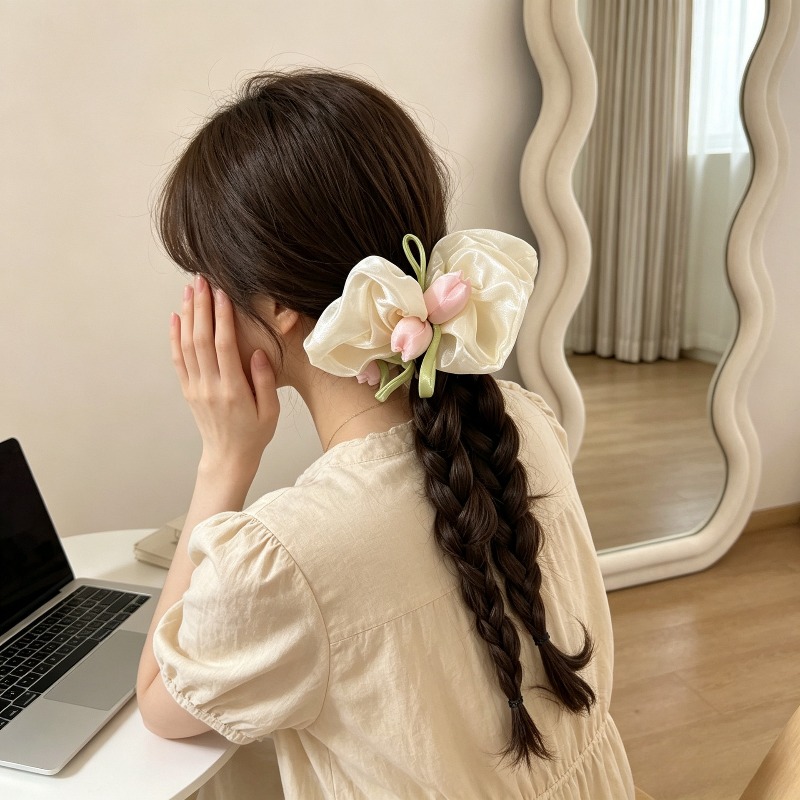 ยางรัดผมแบบยืดหยุ่นลายดอกทิวลิ - Women Accessories Photos บทวิจารณ์และราคา