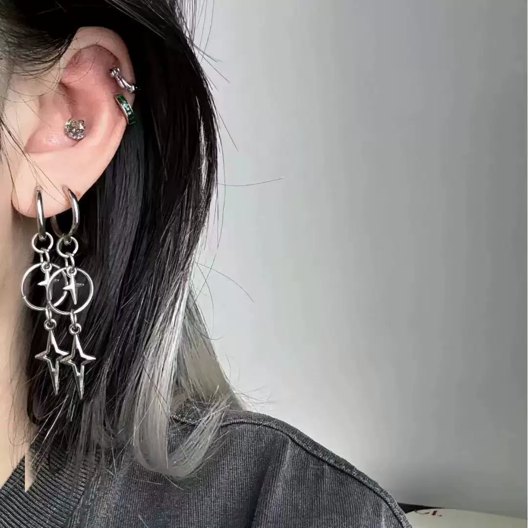 ต่างหูจี้รูปดาวกางเขนสไตล์พังก - Women'S Emo Accessories บทวิจารณ์และราคา