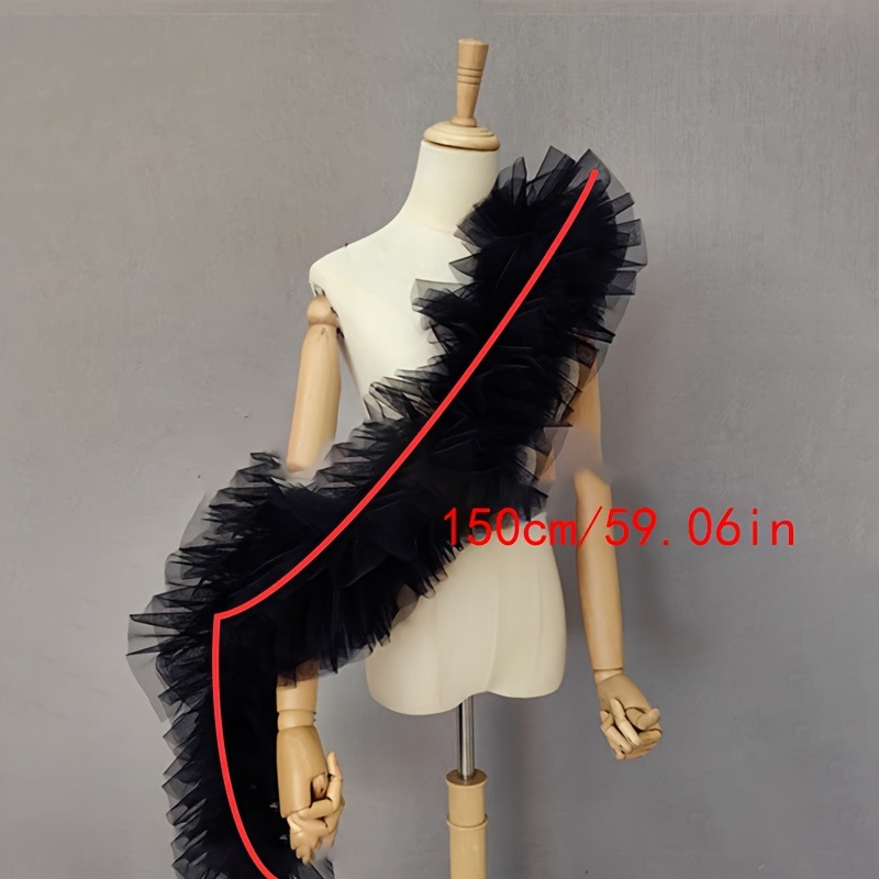 ผ้าคลุมไหล่ผ้ากอซสีดำฟูฟ่องสำห - Women Accessories Photos บทวิจารณ์และราคา