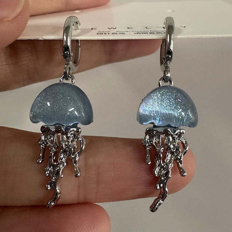 ต่างหูจี้รูปแมงกะพรุนสีฟ้าน่าร - Women'S Emo Accessories บทวิจารณ์และราคา