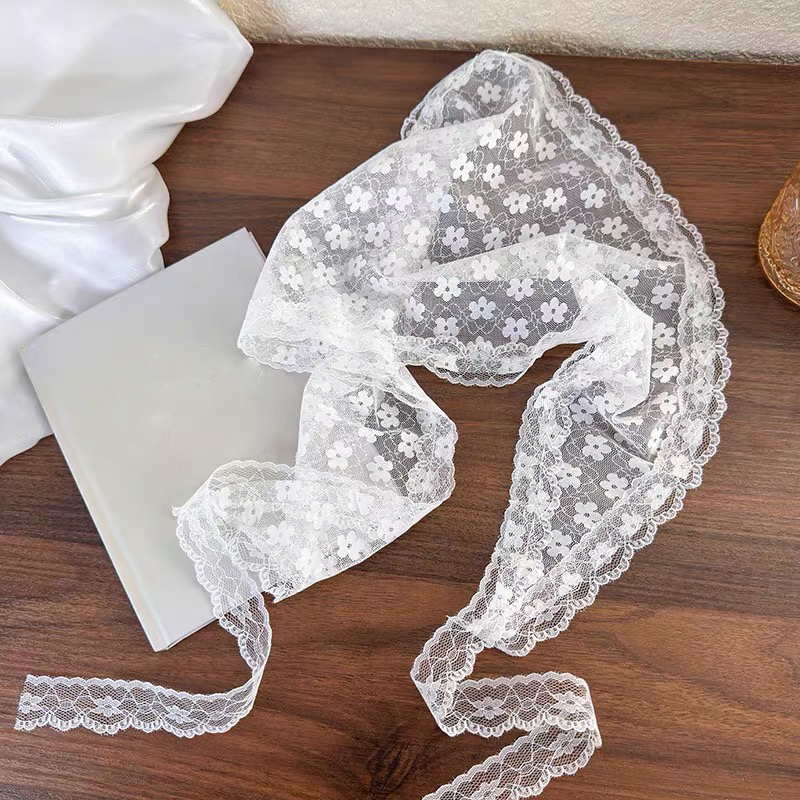 ผ้าพันคอลูกไม้ลายดอกผมทอสีขาวย - Women Accessories Photos บทวิจารณ์และราคา