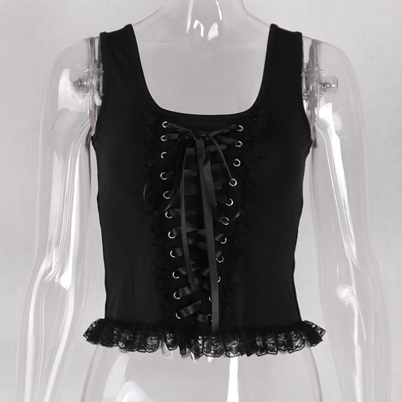 เสื้อครอปคอเหลี่ยมผูกเชือก แฟช - Women'S Clothing And Accessories บทวิจารณ์และราคา