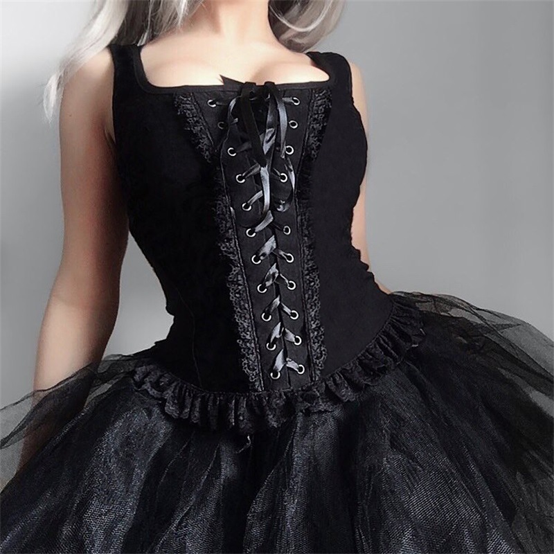เสื้อครอปคอเหลี่ยมผูกเชือก แฟช - Women'S Clothing And Accessories บทวิจารณ์และราคา
