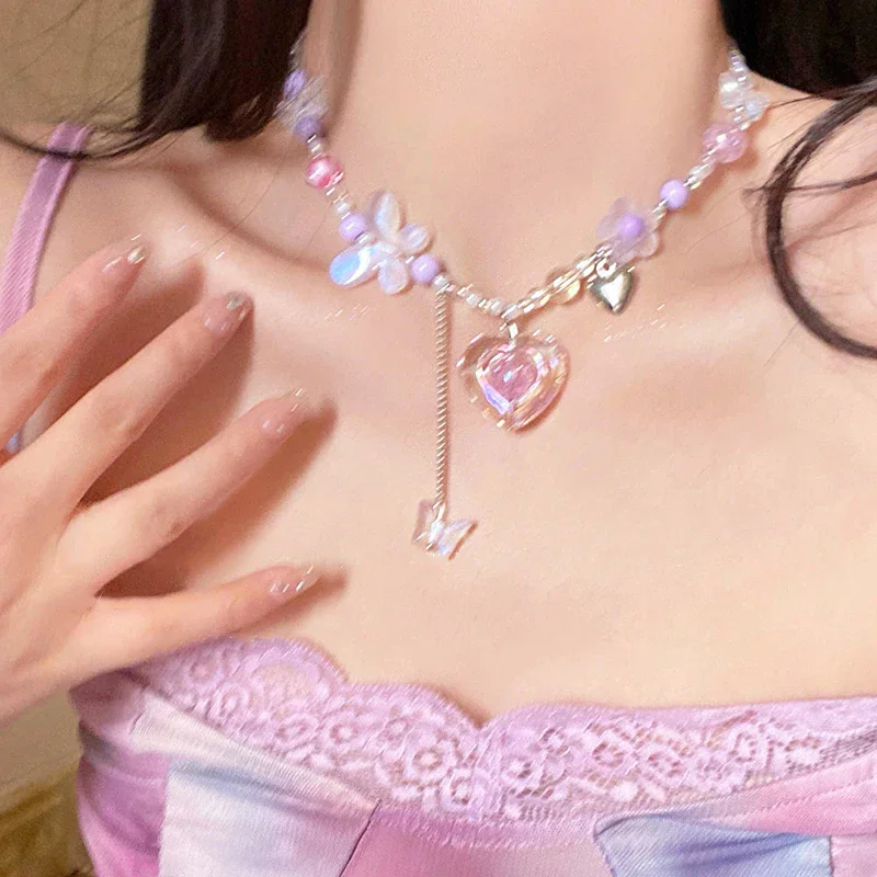 Y2K สีชมพูอะคริลิคดอกไม้พู่จี้ - Women'S Emo Accessories บทวิจารณ์และราคา